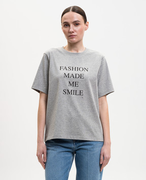 Victoria Beckham Grey melange printed T-shirt 1226JTS007458A
