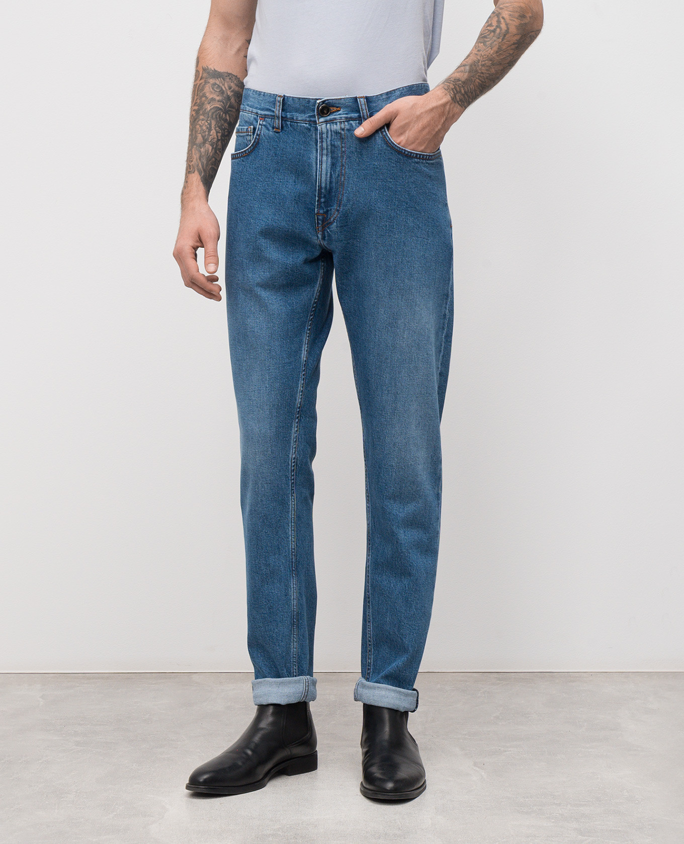Blue jeans with a worn effect ISAIA 3