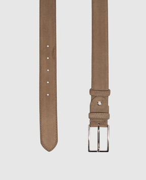 Doucal's Brown suede belt with logo engraving DC0001SIGMUF009