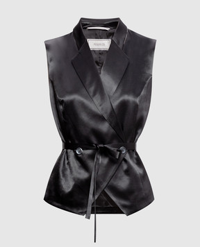 Peserico Gray double-breasted vest with monil chain A03047A01514