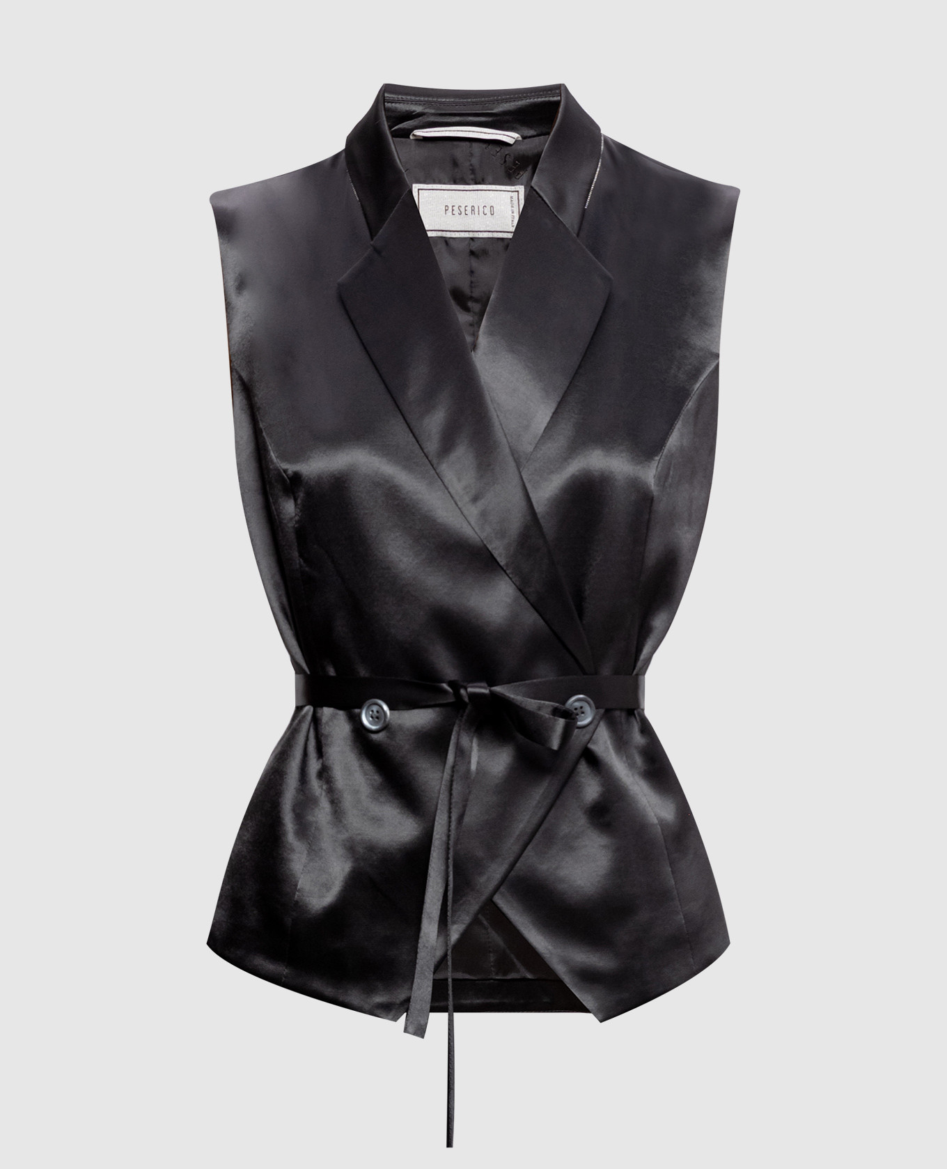 Gray double-breasted vest with monil chain