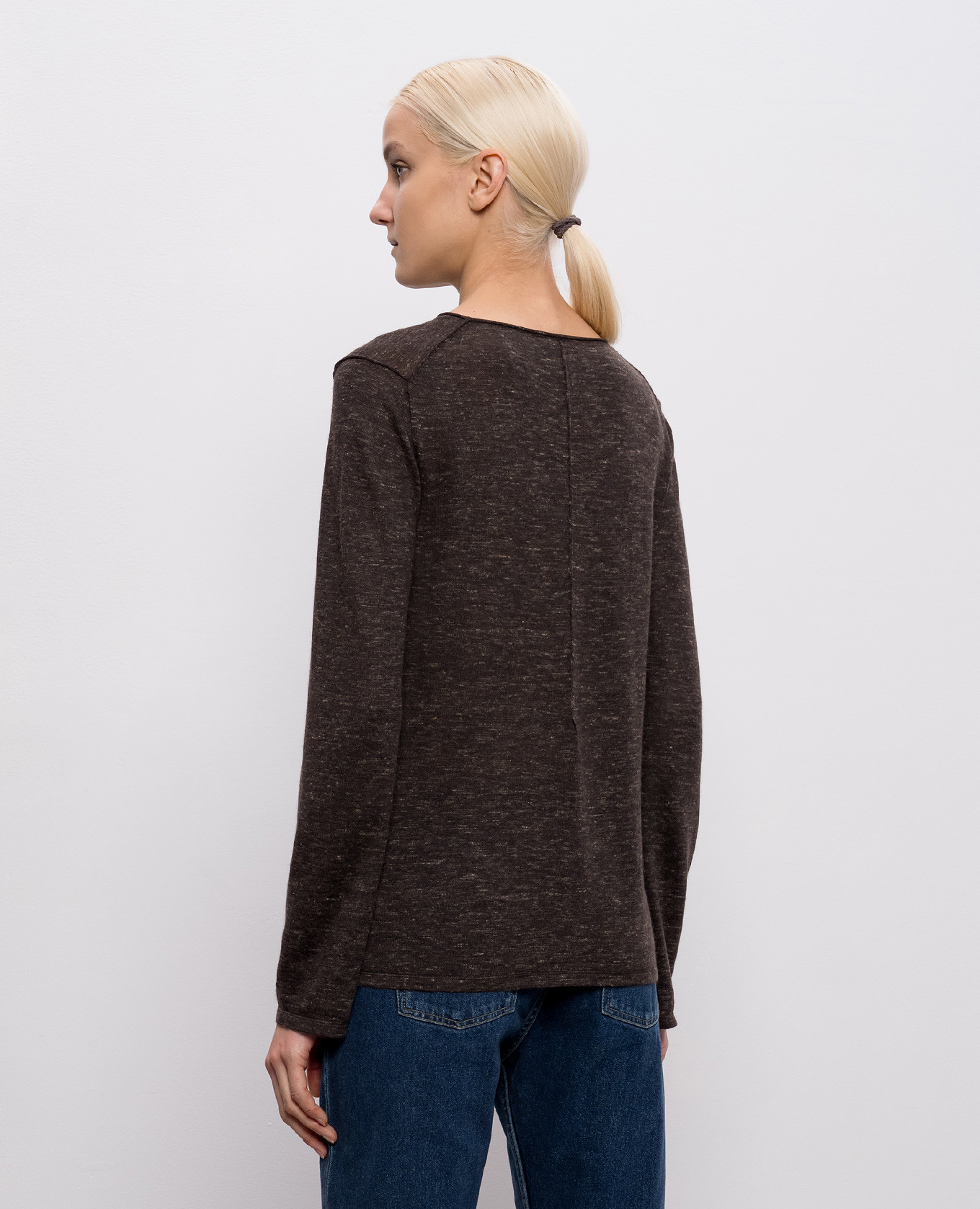 Brown melange Nile cashmere, silk and linen jumper The Row 4