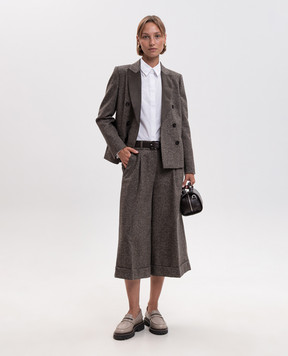 Peserico Brown double-breasted jacket with wool and silk S01753A4468