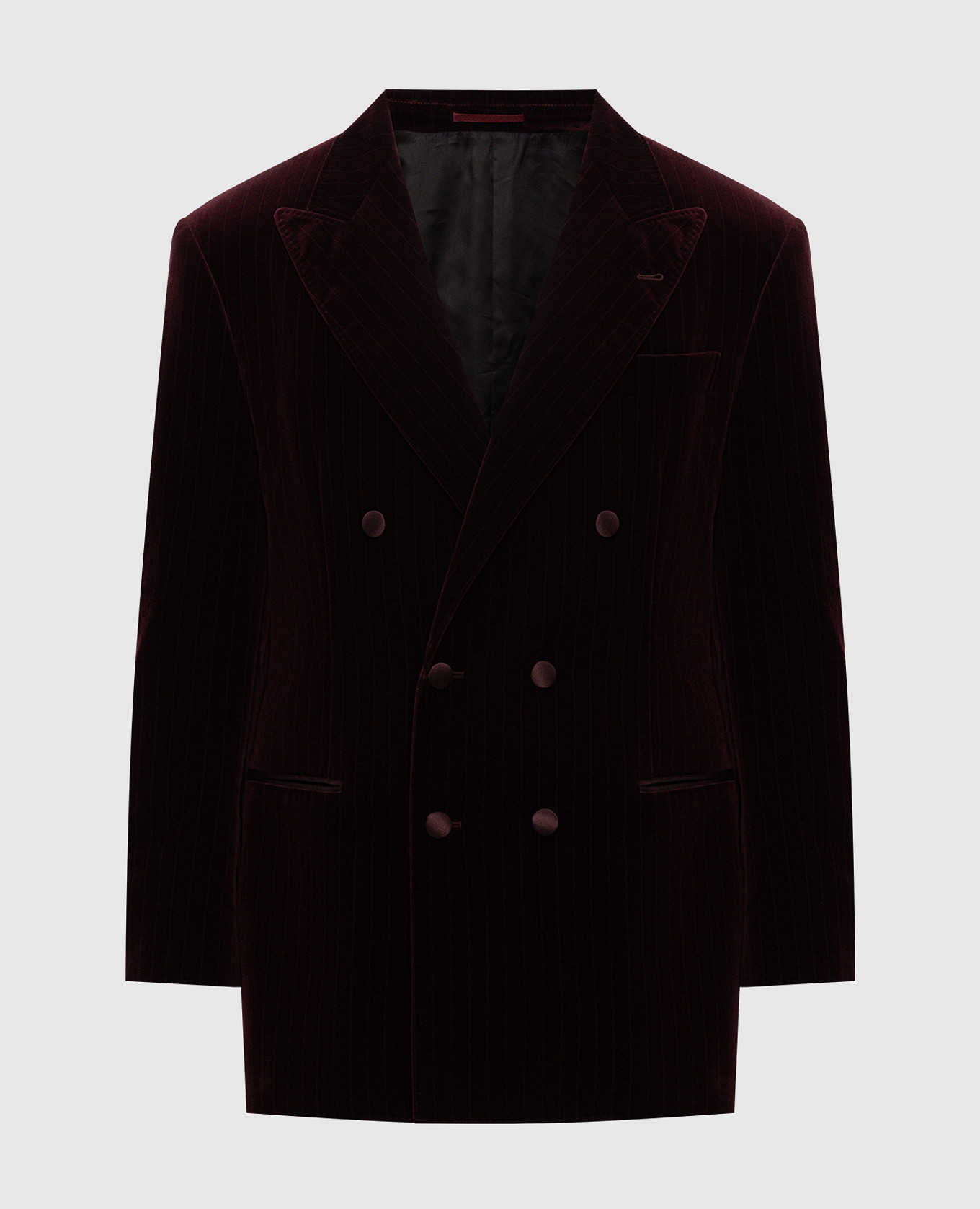 Burgundy double-breasted velvet tuxedo jacket Brunello Cucinelli