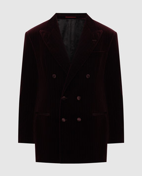 Brunello Cucinelli Burgundy double-breasted velvet tuxedo jacket MV463GS22