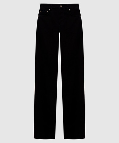 Black jeans with logo plate
