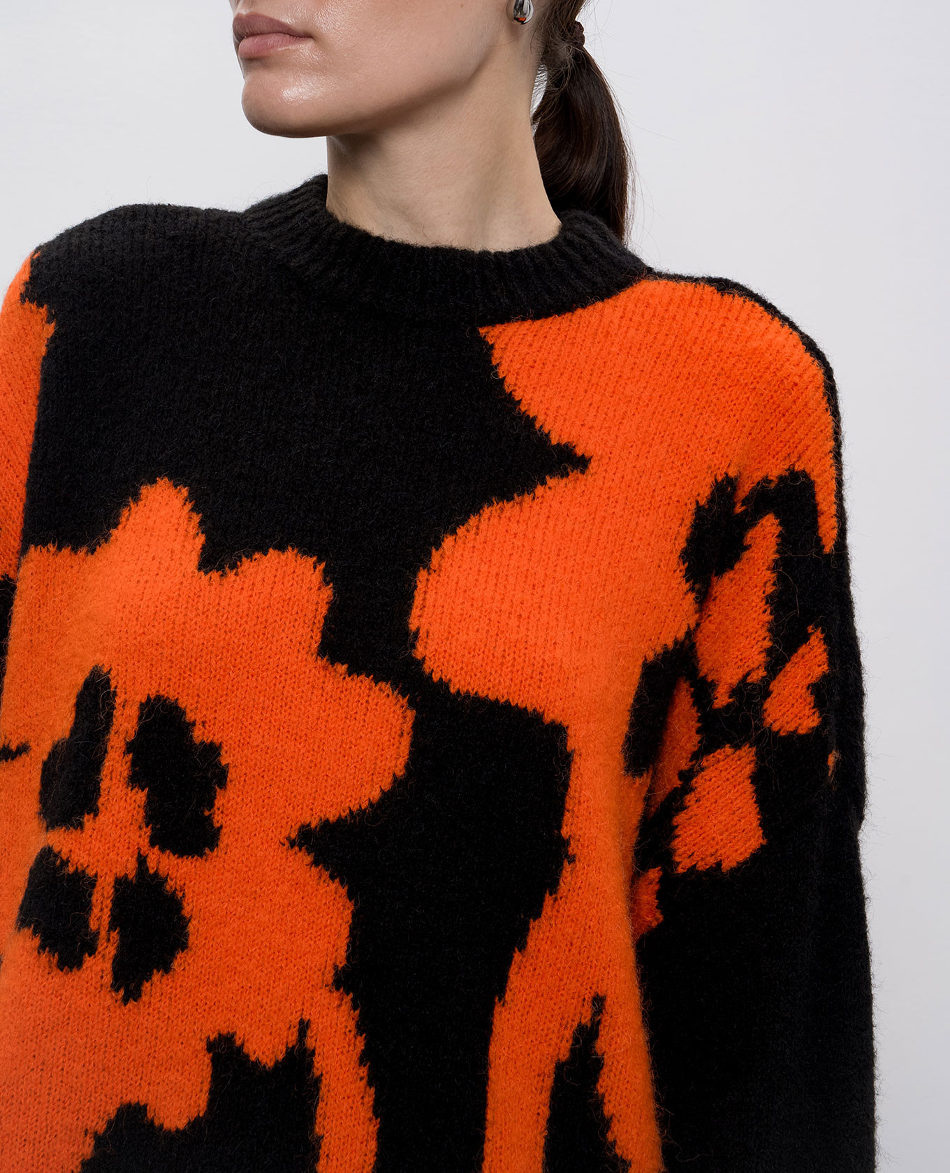 

Black sweater with patterned wool Twinset