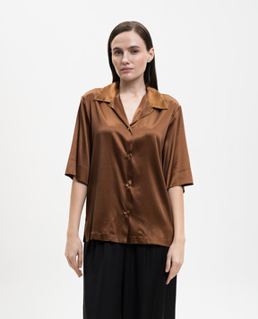 Solotre Brown silk blouse M1AB0093