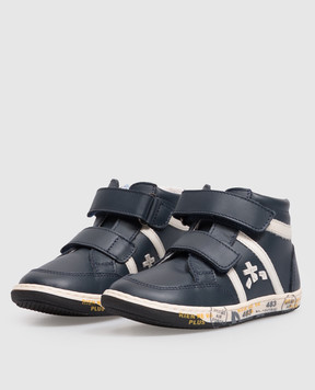 Premiata Children's blue leather high-tops 243425011826