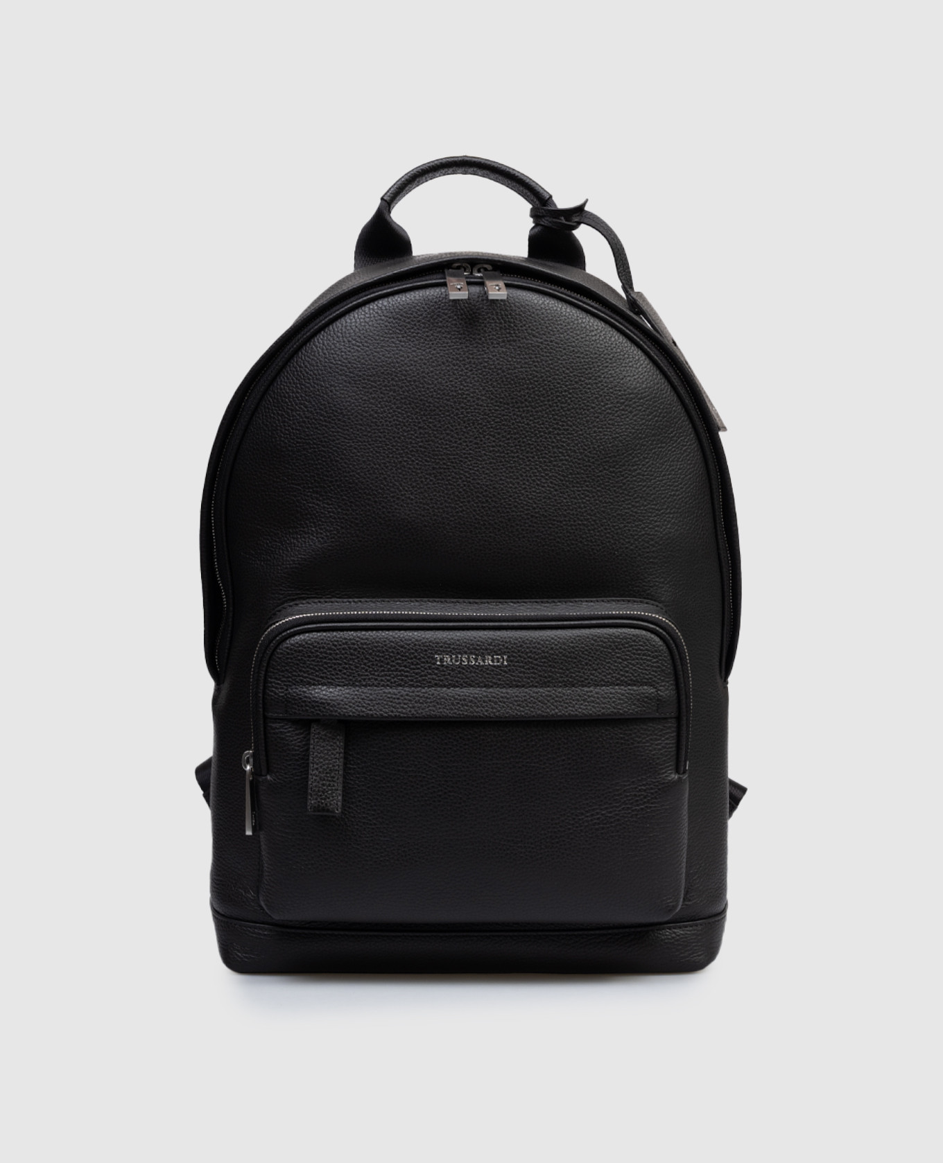 

Black leather backpack with logo Trussardi