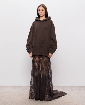 Giuseppe Di Morabito Milano Brown dress-sleeve with lace 07PFDR92116769