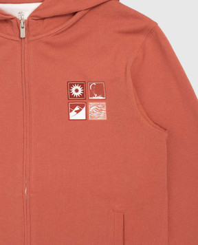 Brunello Cucinelli Children's orange sports jacket with branded print BE854E507A