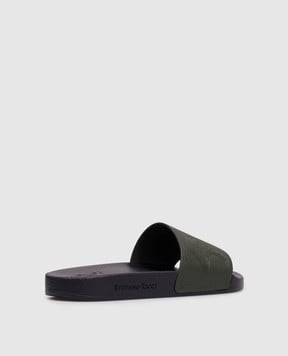 Stefano Ricci Khaki leather sliders UG31G760VD