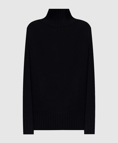 Black wool and cashmere sweater
