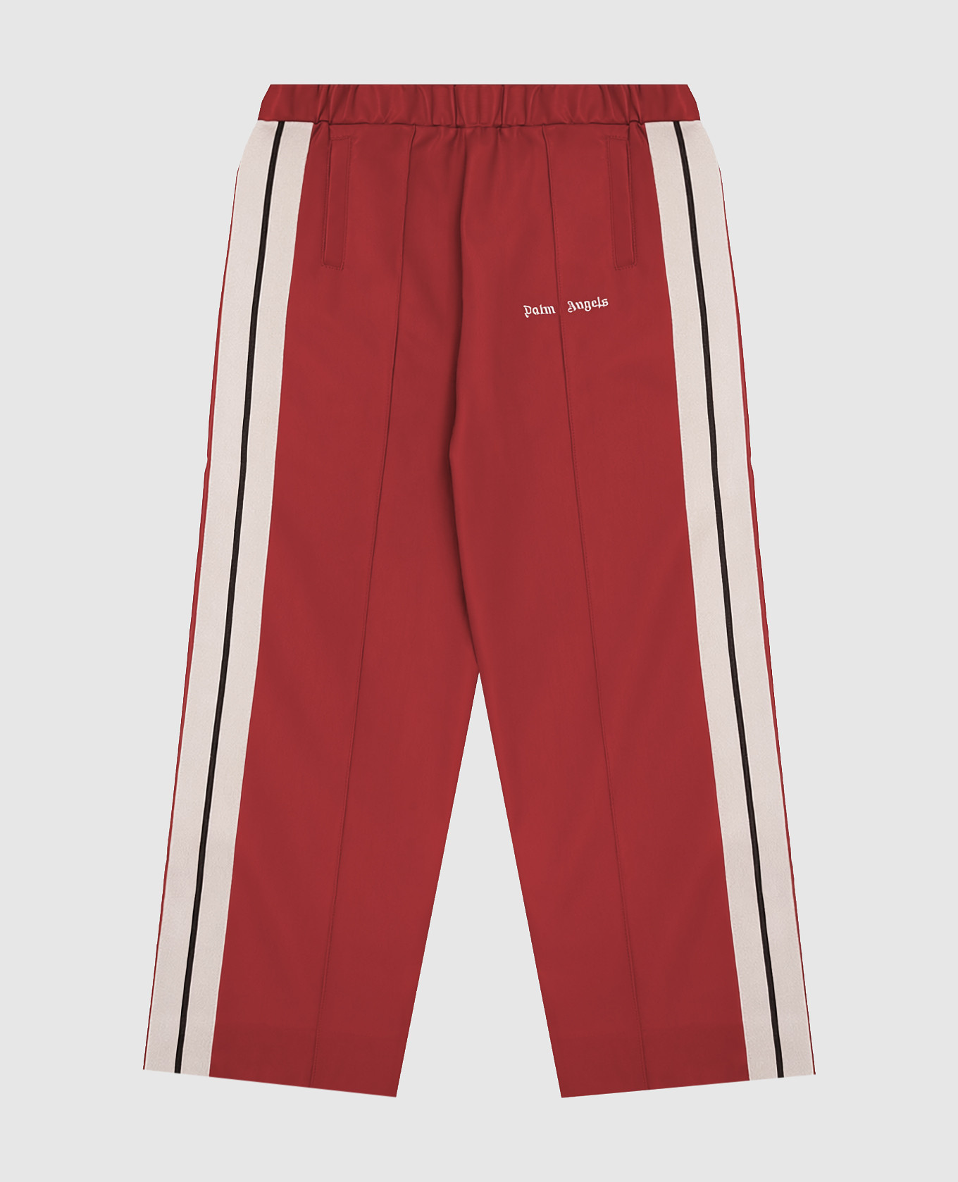 Children's red pants with branded ribbon