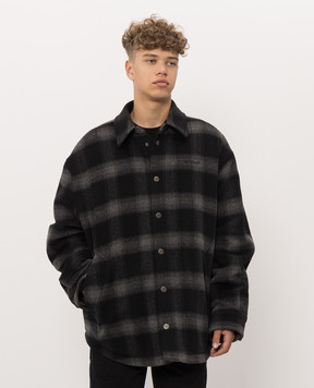 Off-White Gray coat in checkered shirt style 44MER09TF26F001