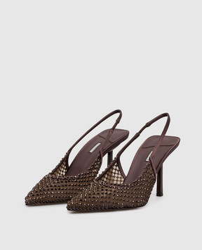 Le Silla Brown GILDA slingbacks with crystals 2299U080P1PPSAS