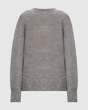 Brunello Cucinelli Gray sweater with sequins MPG737800