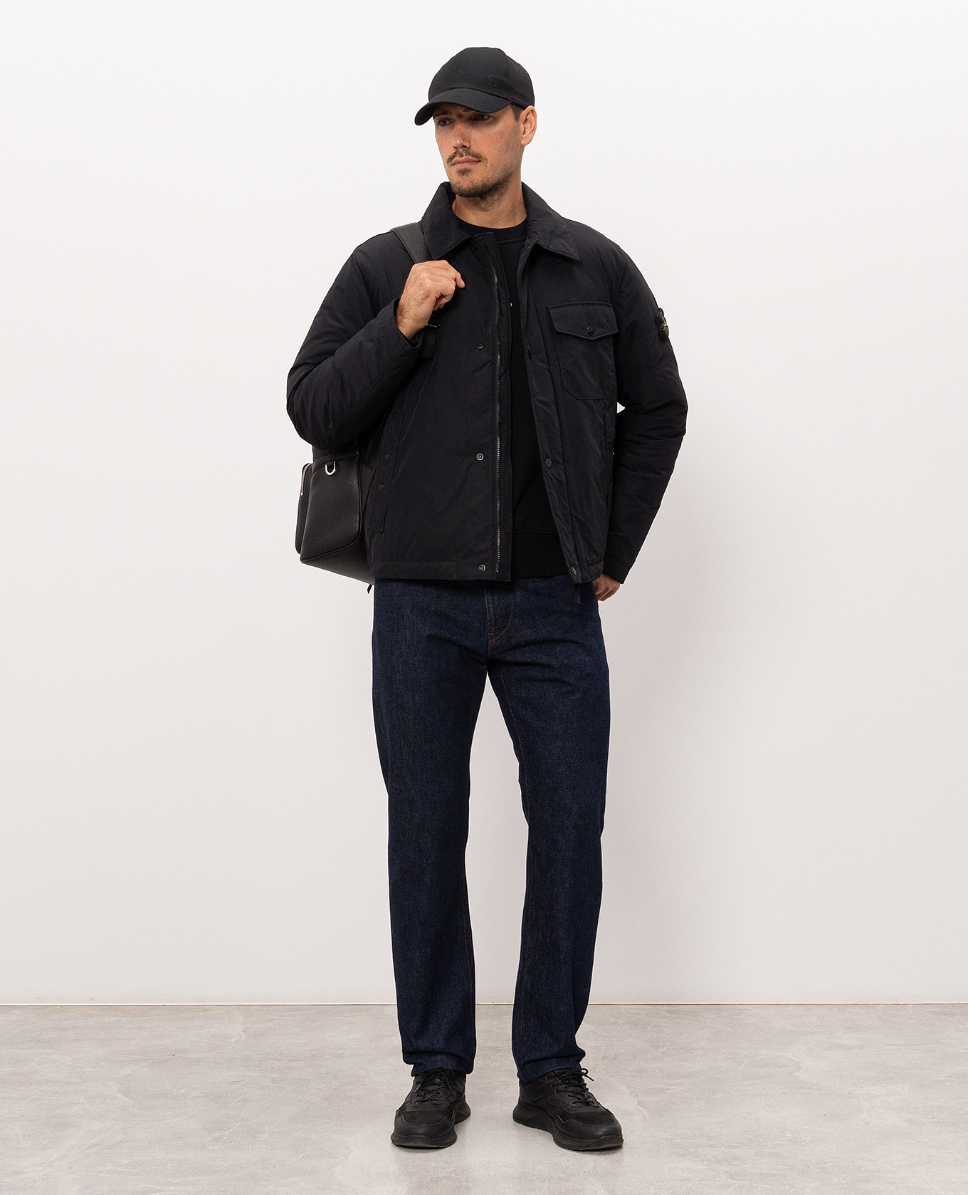 Black sweatshirt with logo print Stone Island 2