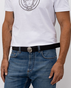 Versace Black leather belt with textured emblem 1024410DVTP1