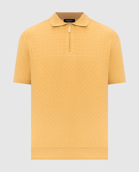 Stefano Ricci Orange polo shirt with woven pattern K212039P31F26195