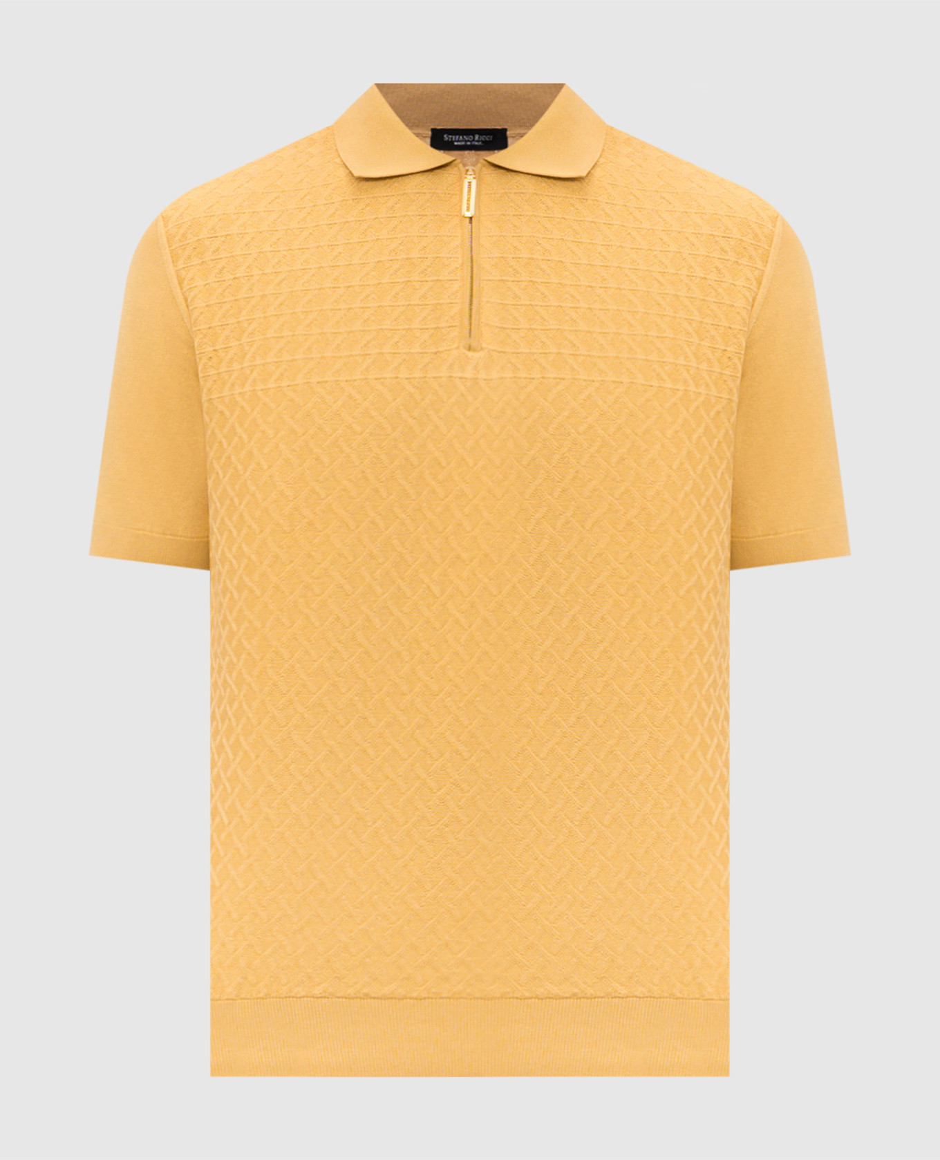 

Orange polo shirt with woven pattern Stefano Ricci