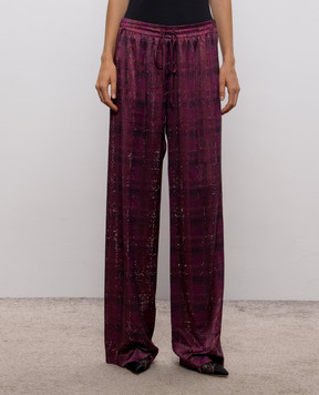 Ermanno Scervino Pink silk pants with crystals D492P353CTWWK