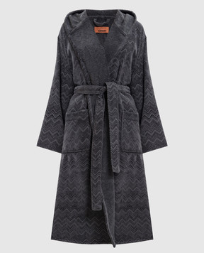 Missoni Home Chalk grey terry bathrobe with branded pattern 1D3AC99718