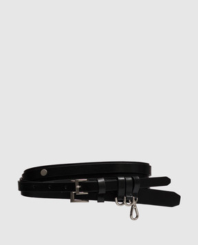 Juun.j Black double leather belt with pendants JW678ZW005