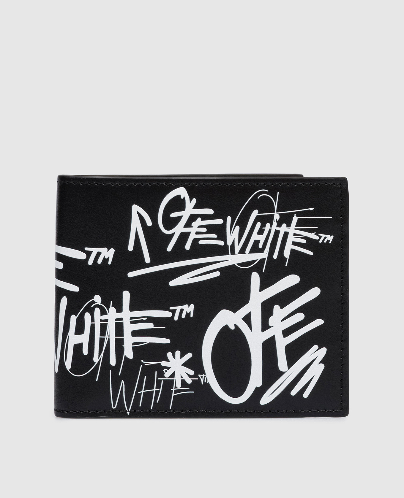 

Black leather wallet with logo print Off-White