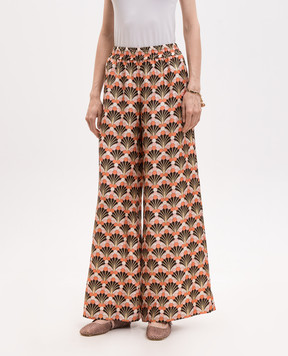 La DoubleJ Brown printed silk pants TRO0003SIL001FLF02