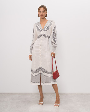 Twinset Ivory polka dot dress with floral print 262TP267B