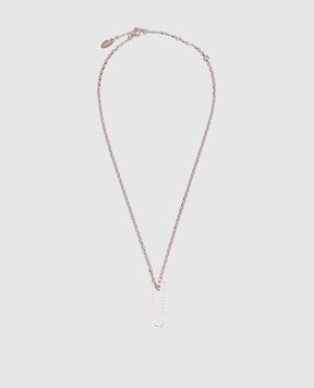 Off-White Silver chain with Paperclip pendant with crystals OWOB146S26MET001