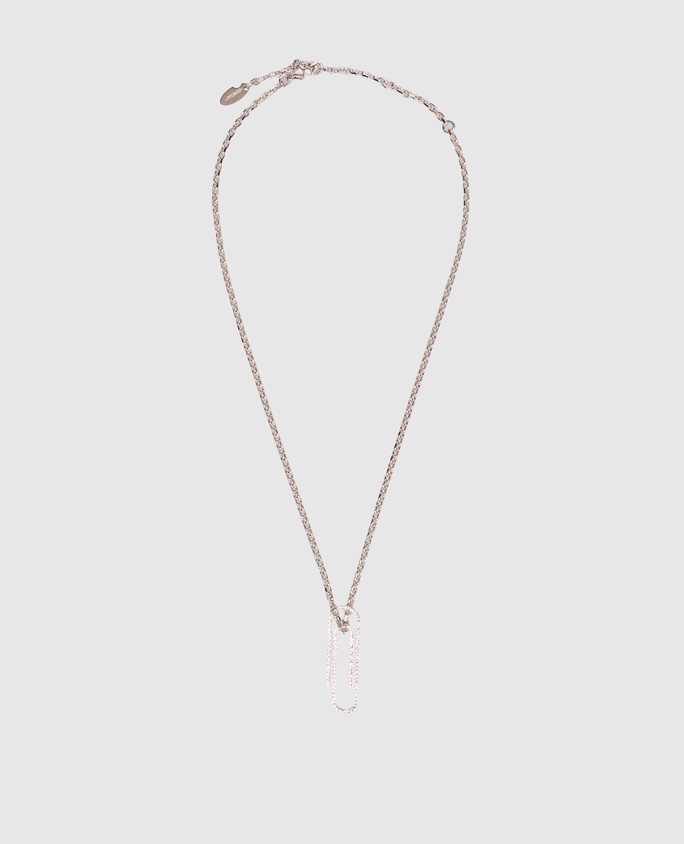 

Silver chain with Paperclip pendant with crystals Off-White