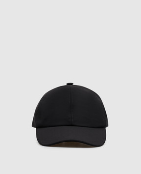 CAPOBIANCO Black cap with engraved logo 21MC1PE00