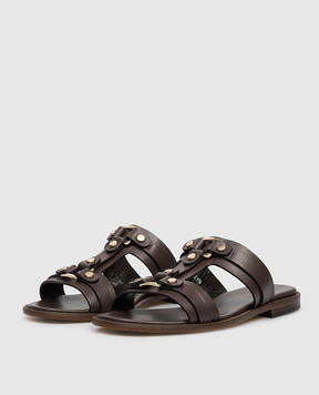 Doucal's Brown leather flip-flops DD8771MARNUF073