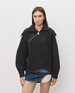 The Attico Grey wool and cashmere sweater with emblem 261WCK00134KWS011AA