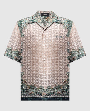 AMIRI Beige silk shirt with branded print AMTOSH1095