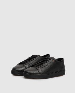 Santoni Black leather sneakers MBCD21532NEARAYD
