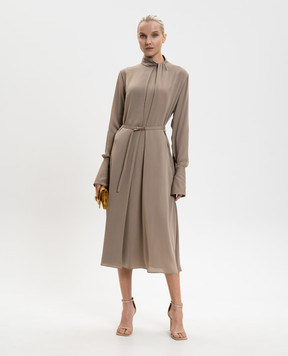 Tom Ford Brown silk midi dress AB3639FAX1507