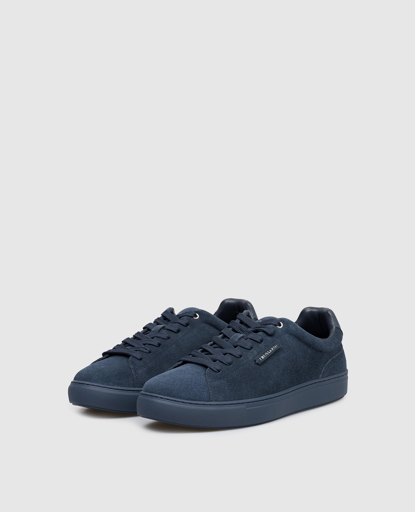 

Blue suede sneakers with logo patch Trussardi
