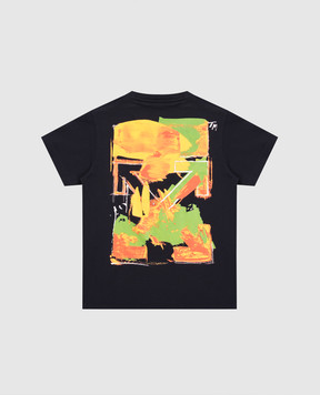 Off-White Children's blue T-shirt with Arrow Acrylic logo print 44BAA002S26J008
