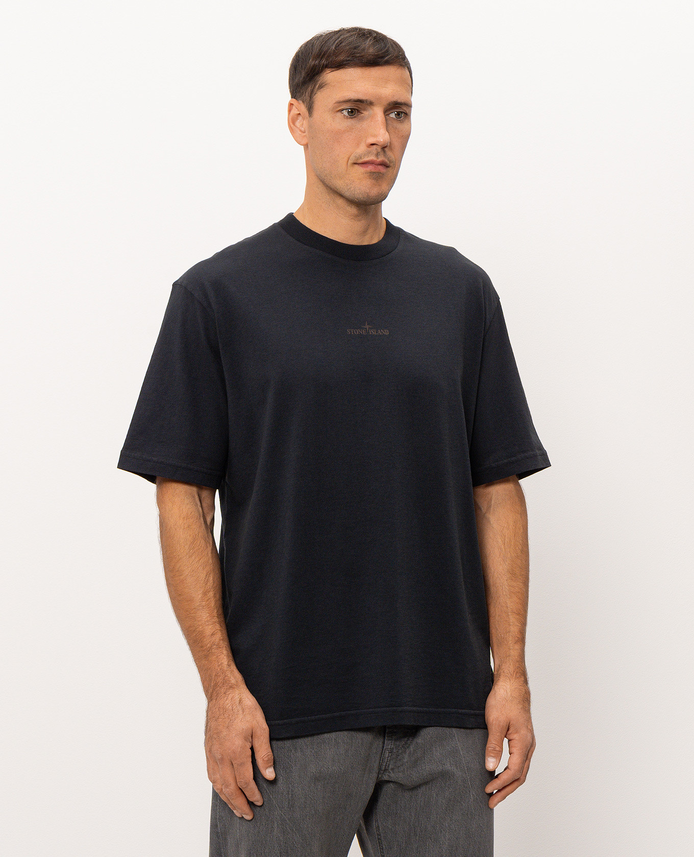 Navy T-shirt with logo print Stone Island 3