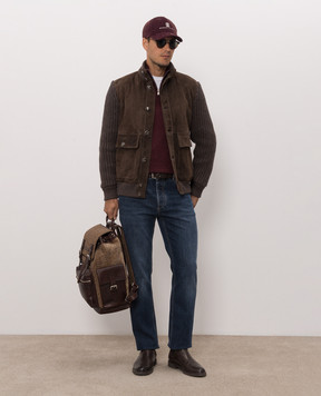 Brunello Cucinelli Burgundy cashmere, silk and linen jumper MSY00124