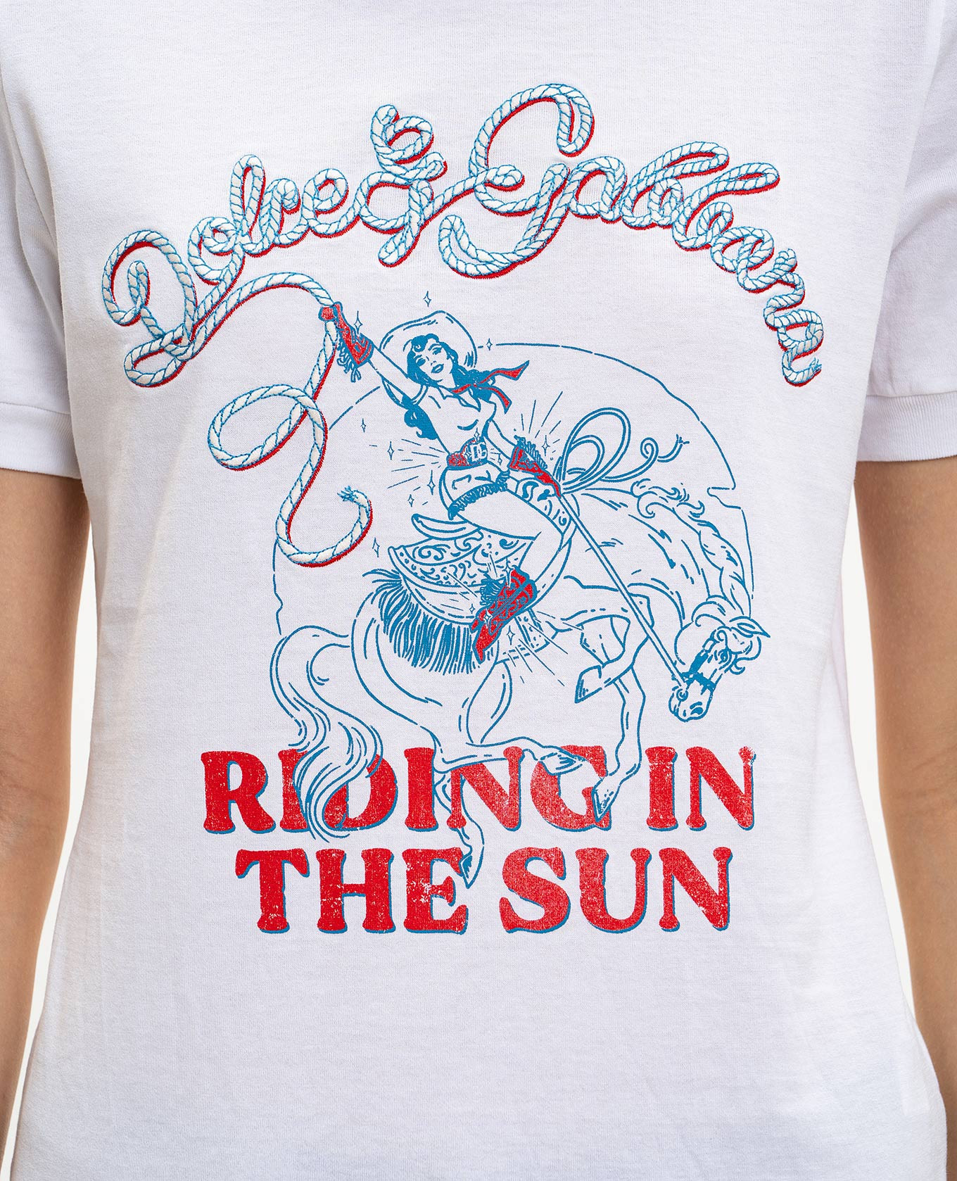 

White T-shirt with print and embroidery Dolce&Gabbana