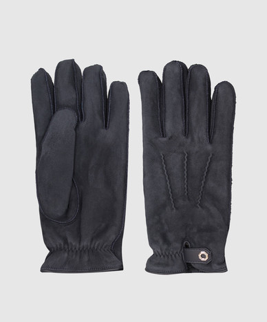 Blue suede gloves