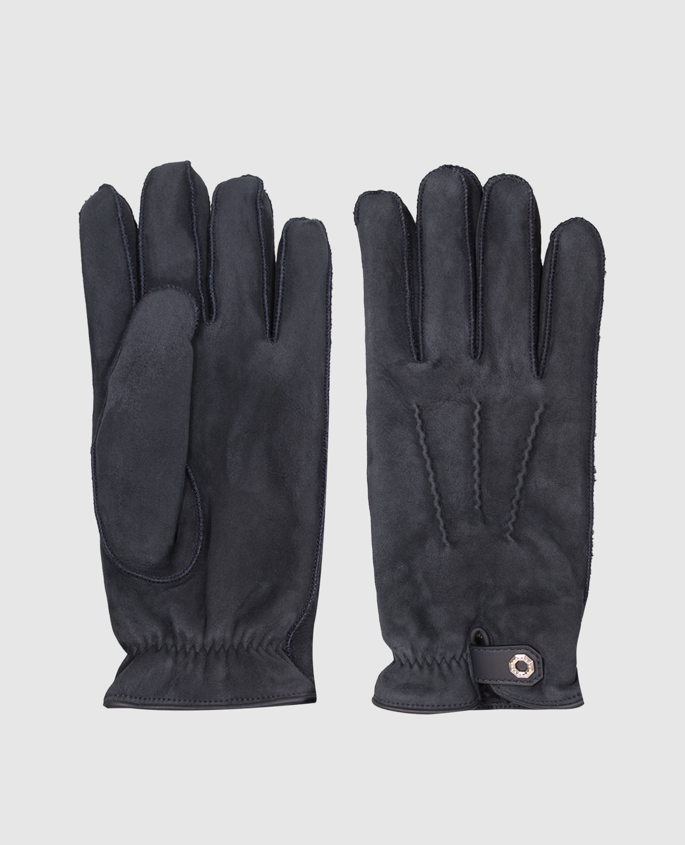 Blue suede gloves