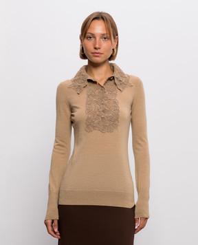 Ermanno Scervino Beige wool jumper with lace D495M311APATL