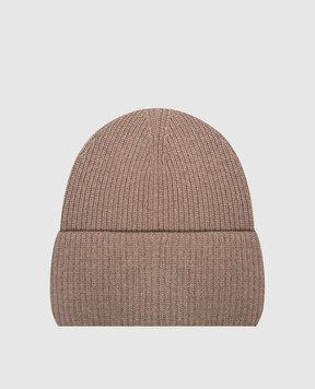 Moncler Brown wool and silk hat with logo patch L20933B00026M4281