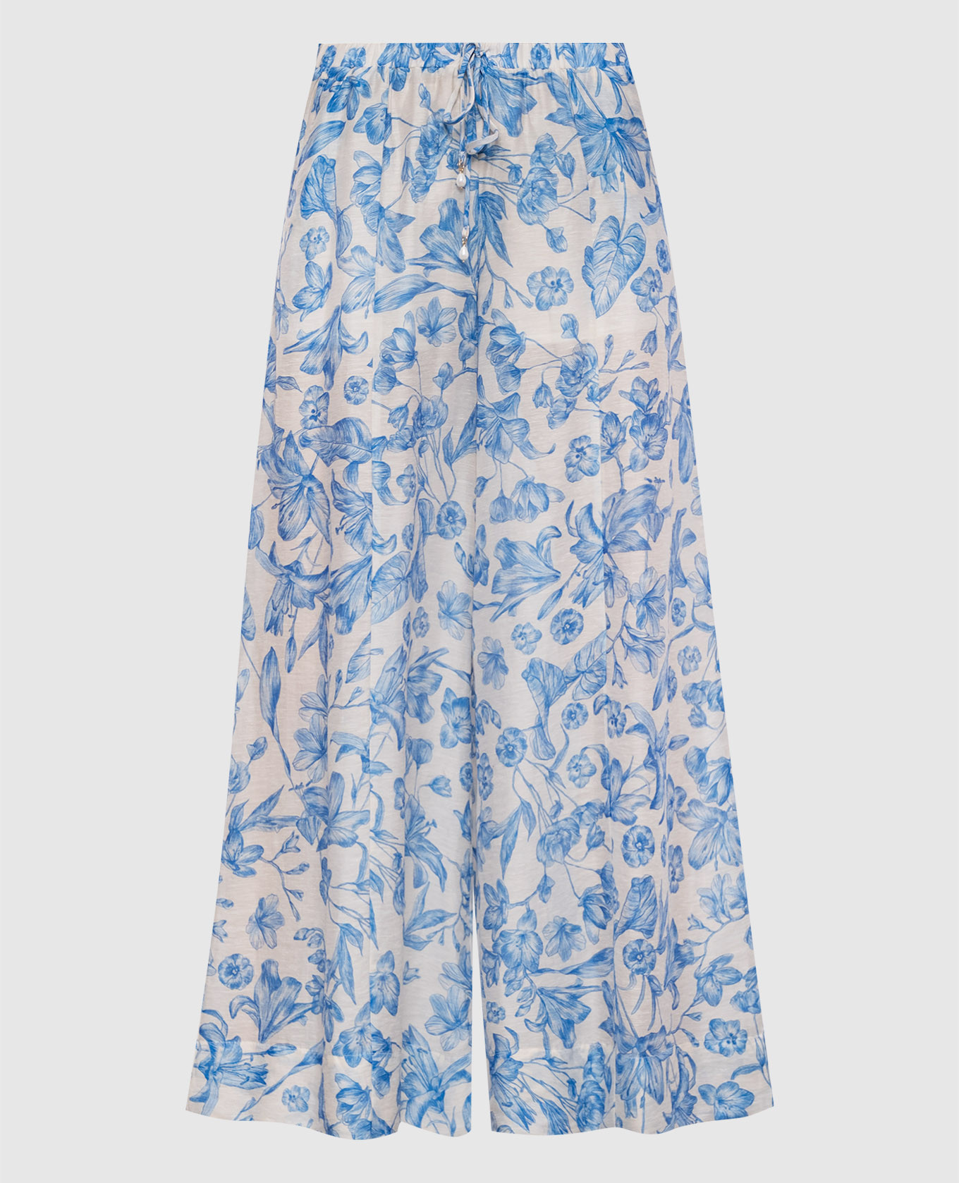 

White palazzos with floral print linen Twinset